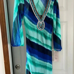 Roulette beaded chiffon womens dress.